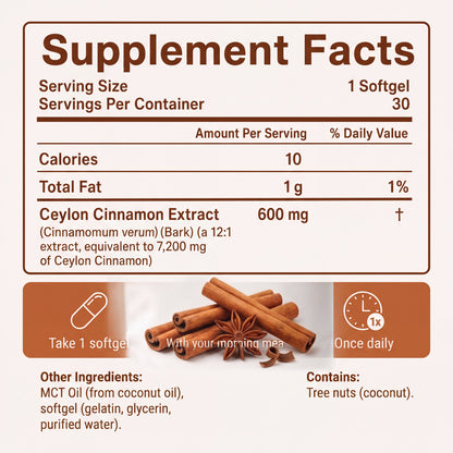 Ceylon Cinnamon 7200mg equivalent with MCT Oil